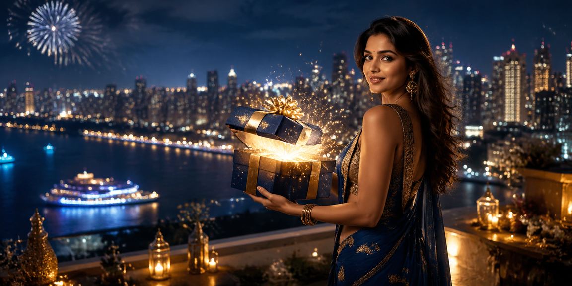 Lottery and casino night scene in Pune city with blue and gold lights